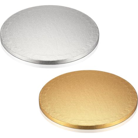 Cake Trays, 30cm/12 Inch Cake Stand, Round Cake Tray, Reusable Cardboard Cake Trays, Trivet for Carrying Cakes - Silver/Gold/2 Pcs (1/5)