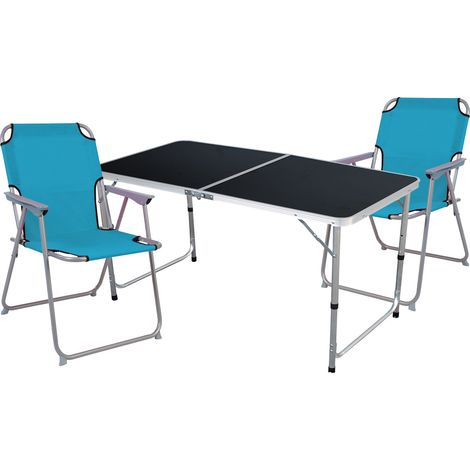 3-teiliges Campingmöbel Set petrol 120x60x58/70cm schwarz-MMC330872B+2xMPO2600P (1/4)