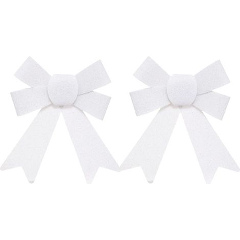 Déco de Noël Lot de 2 Noeuds Blanc pailleté 14 x 18 cm - Feeric Christmas (1/2)