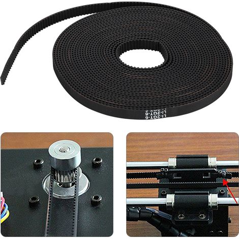 Kit de courroie de distribution en caoutchouc noir 5m x 6mm avec poulie synchrone pour imprimantes 3D Prusa, MendelMax et autres modèles (1/5)