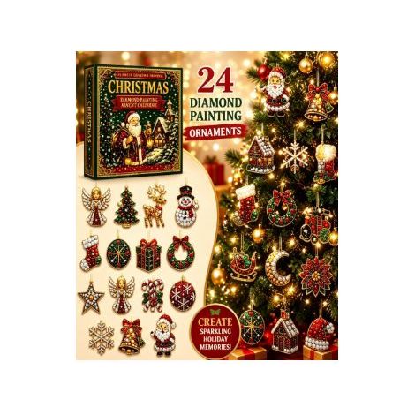 Adventskalender „Überraschungsbox“ – Hängende Ornamente mit Diamantstickerei – Festliche Dekoration / Geschenk / Überraschungsspielzeug (geeignet zum Aufhängen am Weihnachtsbaum) (1/5)