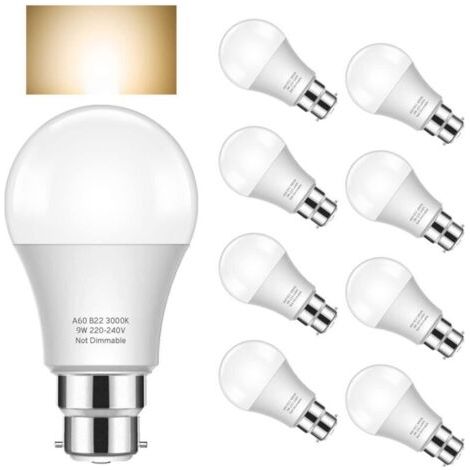 8 ampoules LED d'éclairage ampoule lumières maison économie d'énergie LED marché de nuit lampadaires intelligents 9W-E27 blanc chaud 3500K (1/5)