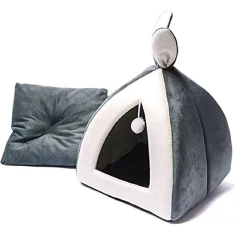 TrAdE Shop Traesio - Letto Cuscino Cuccia Per Gatti Di Piccola Taglia S Coniglio Grigio 28x28x29cm - (1/4)