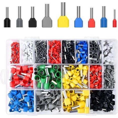 1200 Pièce Embouts de Câblage, Cosses et Kits, Embouts de Câblage pré Isolé,Connecteur Électrique, pour Pince Électricien