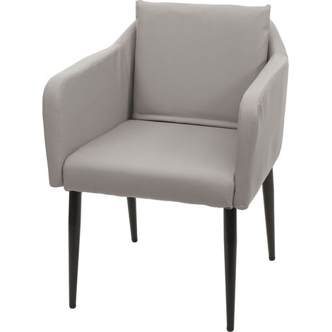 Esszimmerstuhl HHG-728, Küchenstuhl Lehnstuhl Stuhl Kunstleder taupe-grau