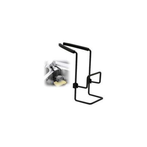 Porta spugna da cucina, organizer 2 in 1 senza foratura, porta spugna per piatti per tappi del lavello, spazzola, nero - design salvaspazio, elevata capacità di carico, materiale resistente - Crezuo
