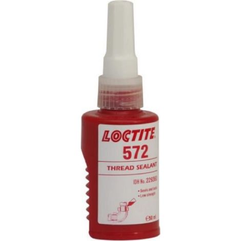 Mastic Loctite 572 50 ml blanc, résistance moyenne, pour filetages métalliques grossiers, prise lente – ajustement du joint possible, haute viscosité, thixotrope
