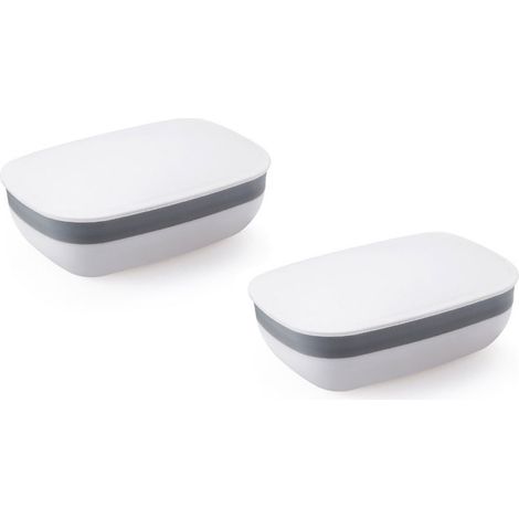 Set mit 2 tragbaren Seifenschalen mit Deckel, aus Kunststoff, für Badezimmer, Reisen, Wandern, Camping (weiß) (1/5)