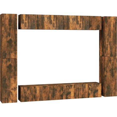 Set de muebles de TV 10 pzas madera contrachapada roble ahumado vidaXL (1/5)