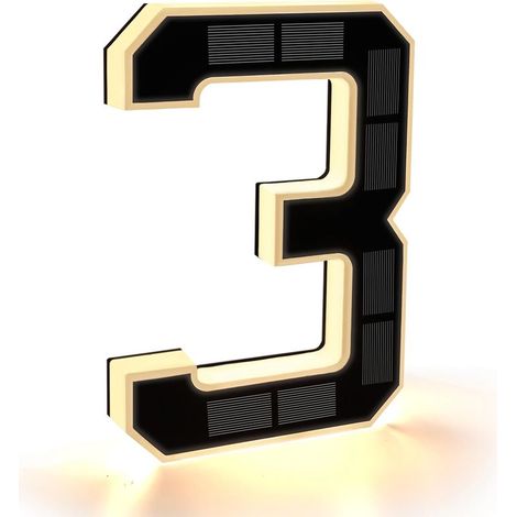Noir (3 Noir, 23 cm) Numero de Maison Exterieur Solaire Illuminé pour Extérieur étanche, Numero Porte, Plaque de Numéro de Maison Illuminée Solaire, Numéro de Maison Lumineux (1/5)