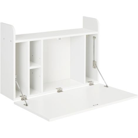 Bureau suspendu table murale table d'ordinateur murale et tablette rabattable avec rangements - 77 x 20 x 51 cm