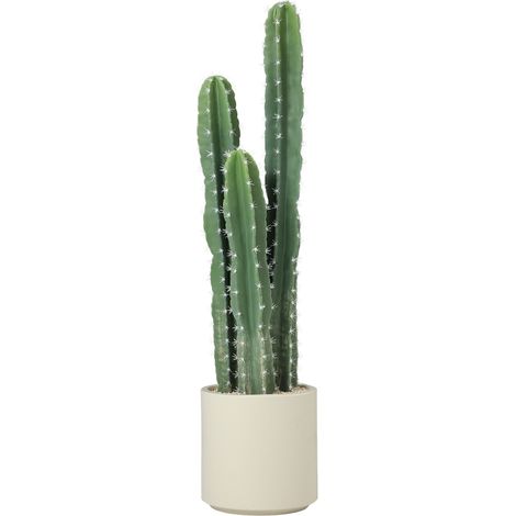 Cactus artificiel, grand modèle (95 cm), avec pot, aspect réaliste, pour la maison ou le bureau, vert (1/5)