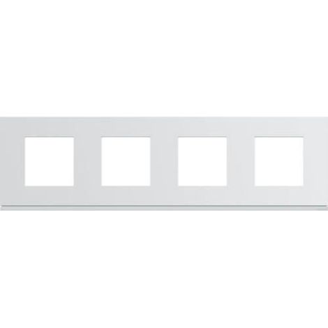 Plaque de finition - Hager - WXP0014 - 4 postes - Horizontale - Blanc Pure (1/2)