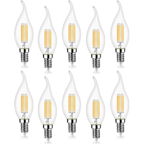 10 Stück 4W LED-Glühbirne E14 470LM Flammenkerze 2700K Warmweiß, nicht dimmbar, 360° Abstrahlwinkel