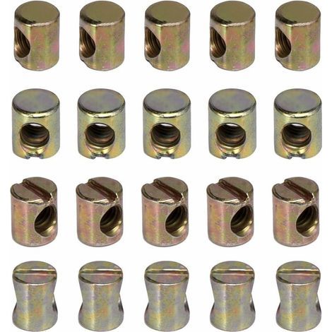 Lot de 20 écrous M6 à fente pour meubles, chaises, lits, berceaux