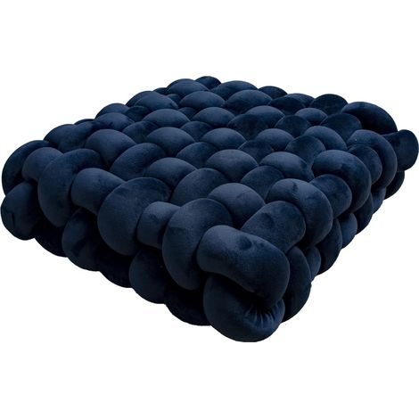 Coussin carré tissé pour chaise ou canapé - Coussin décoratif pour baie vitrée (30 x 33 x 12 cm, bleu marine)