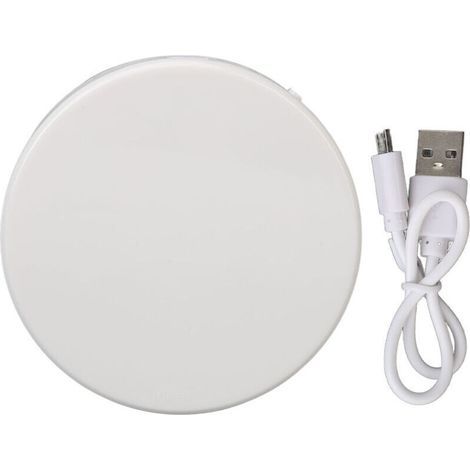 Miroir de poche magnifiant 3X LED rechargeable, pliable et éclairage ajustable, double face, blanc (1/5)