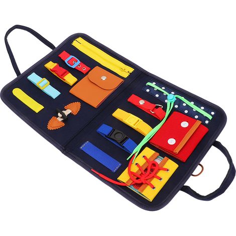 Tableau d'activités bleu foncé en feutre, jouets sensoriels Montessori pour l'autisme, outil éducatif d'apprentissage pour enfants (1/5)