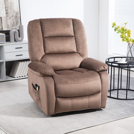 Sillón Relax Eléctrico con Ayuda para Levantarse, Masaje y Calor, Reclinable, Tela, Marrón (1/5)