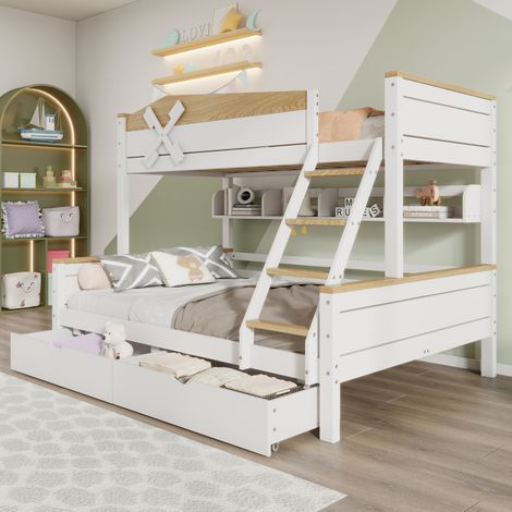 Bett Etagenbett Stauraum 90x200 140x200 Holz OKMYHOME (1/5)
