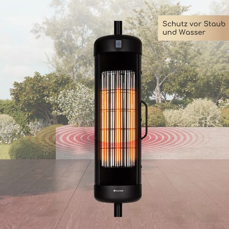Klarstein Heizstrahler, Elektrische Heizung für Terrasse, Outdoor Infrarotstrahler, Befestigung an Gartenschirm, IP54 Infrarot Heizstrahler, CO2-Freie, Energieeffiziente Elektro Heizung 2000 Watt