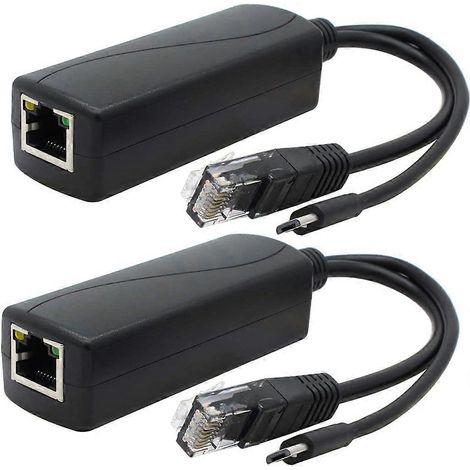 Lot de 2 répartiteurs Gigabit PoE, adaptateur Ethernet micro USB 48 V vers 5 V 2,4 A, compatible avec Raspberry Pi 3B+, caméra IP et plus encore. (1/4)