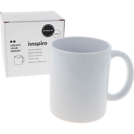 Tasse en céramique blanche de 325 ml. À sublimer, convient pour un usage alimentaire (1/5)