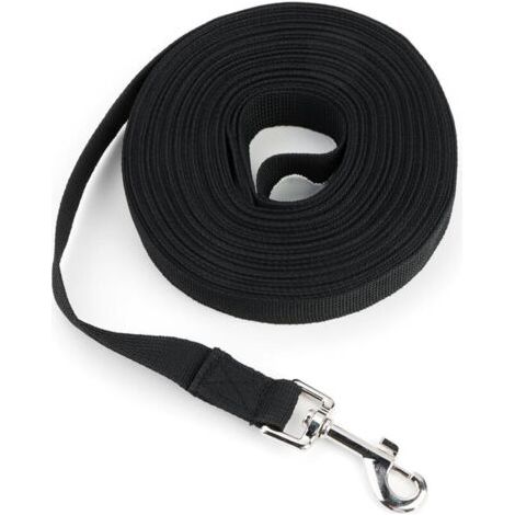 Black 10m Dog Training Leash - Nylon leash with comfortable handle and 360° swivel snap hook for small to large dogs, suitable for walking, jogging and training (1/4)