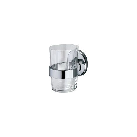 Inda - Wandglashalter Chrom glänzend/transparentes Glas