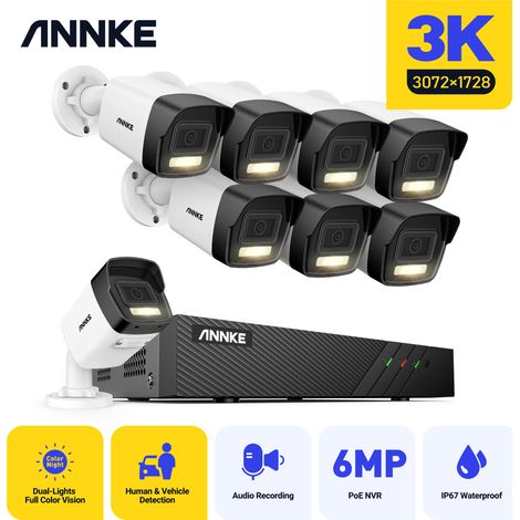 ANNKE 3K Kit Caméra de Surveillance 8CH NVR 8X 5MP Intelligente Double Lumière PoE Caméra Vidéo Système de Sécurité (1/5)