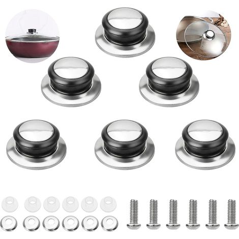6 Pices Bouton De Couvercle En Acier Inoxydable Poigne De Couvercle Avec Vis, Universelles De Couvercles Couvercle De Casserole Poigne De Remplace (1/5)