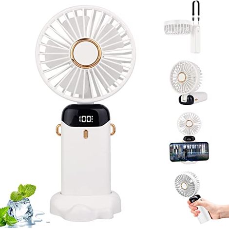 Mini ventilatore, ventilatore portatile, piccolo ventilatore USB da 5000 mAh, con tavoletta per aromaterapia e cavo (bianco) (1/5)