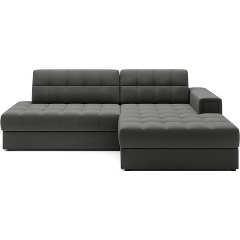Canapé d'angle convertible CUBITO marron 240 cm avec coffre et couchage (1/5)