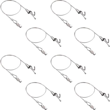[NIE BENUTZT]Bilderaufhängeset mit Haken, 8-teilig, verstellbar, Edelstahl, robust, Drahtseilaufhänger, professionelles Kunstbild-Display-Set (1 m, kleiner Haken)