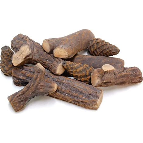 Set 9 Tronchetti Decorativi per Stufe e Camini in Ceramica Effetto Legno (1/3)