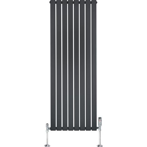 Radiateur Plat à 1 Colonne & Vannes 1600 x 560 mm en Acier Gris Anthracite Chauffage Centrale Moderne Verticale Monté Sur Mur Cuisine Salle de Bain [Brosse de Nettoyage & Supports INCLUSES]
