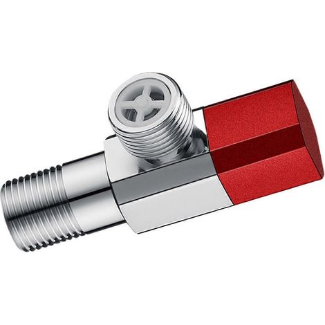 Vannes d'angle à haut débit 1/2", vannes de régulation de débit d'eau, interrupteur de conduite d'eau, vannes d'arrêt eau chaude/froide, limiteur multicolore marque rouge (1/5)