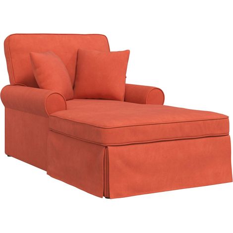 Chaise Lounge con Falda 3 pcs Rojo Naranja Tela de Pana vidaXL