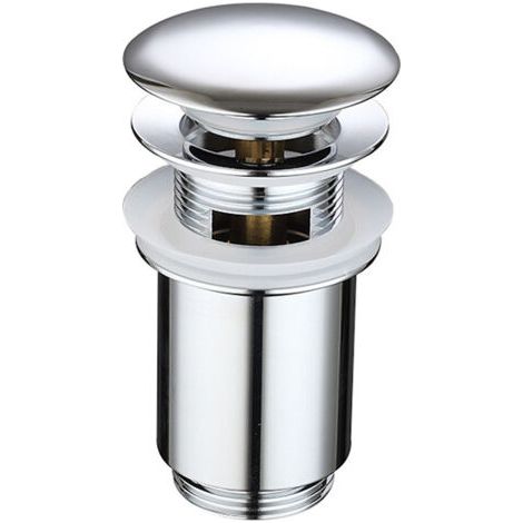 Tappo di scarico a scomparsa in metallo per lavandini, tappo di scarico scanalato per lavandini del bagno, cromato, piccolo, argento