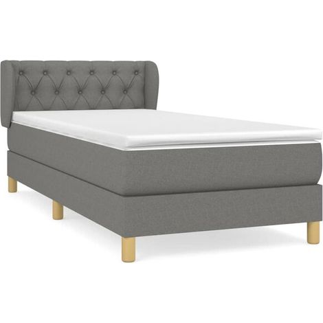 Cadre de lit en tissu, matelas inclus, gris foncé, 80 x 200 cm (1/5)