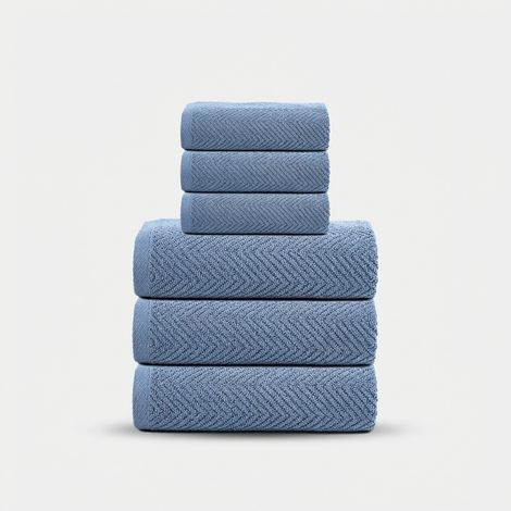 Set asciugamani bagno in cotone 3+3 Nuvella - Azzurro (1/2)
