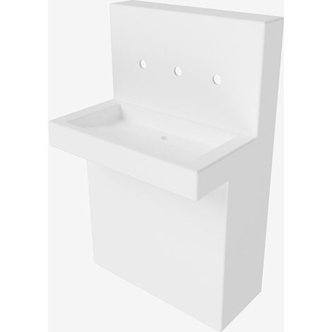 Consola multifuncional con lavabo portaobjetos integrado en SUPERFICIE MACIZA, acabado blanco mate - Idral (1/2)