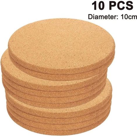 Korkuntersetzer (10er-Set), 10 cm Durchmesser, 5 mm dick – Schlichte, wiederverwendbare und saugfähige Glasuntersetzer – Ideal für Zuhause, Büro, Bar und Restaurant (1/5)