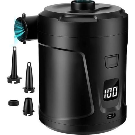 Kaelt - Pompe à Air Électrique Rechargeable 5200mAh, Gonfleur Rapide Portable avec 4 Embouts, Gonflage/Dégonflage Matelas Bouée Piscine (1/5)