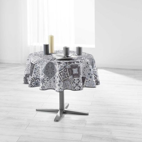 Nappe Ronde Antitache "Persane" 180cm Gris