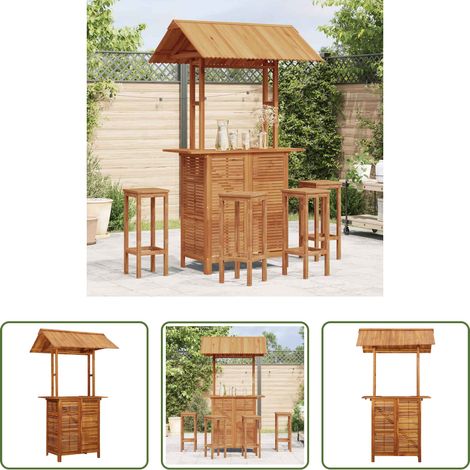 Akazienholz -  Outdoor-Bartisch mit Dach 113x106x217 cm Akazie Massivholz (1/5)