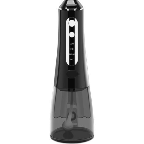 Hydropulseur dentaire portable, réservoir d'eau de 300 ml, rechargeable, automatique, noir (1/5)