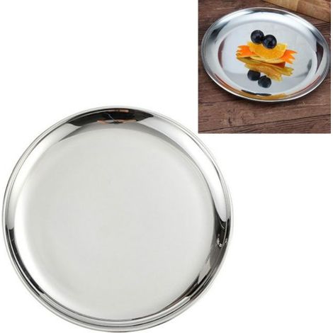 2 Assiettes 26 cm, Acier Inoxydable Miroir Argent, Résistantes et Polyvalentes pour Maison et Restaurant (1/5)