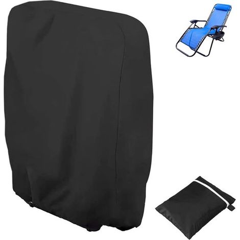 Funda impermeable para silla，71 x 20 x 110 cm，Funda protectora para muebles de jardín，Funda para silla de jardín，Negra (1/5)