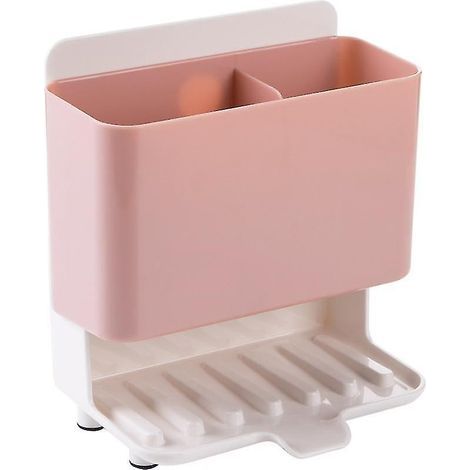Éponge Rangement Rack Cuisine domestique Nettoyage Chiffon Étagère Conteneur de stockage Racks &Supports (rose) (1/4)